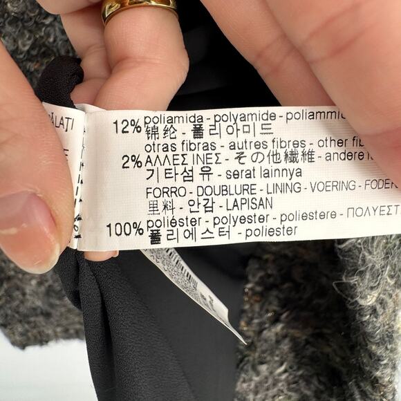 Zara Womens Gray Bouclé Wool Blend Oversized Jacket M Dark Academia Minimalist - Picture 8 of 8